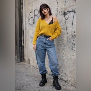 Forever 21 Golden V-Neck Sweater